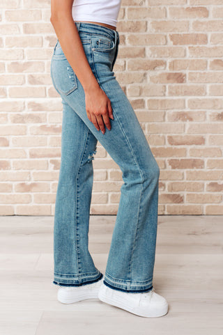 Judy Blue Mid Rise Distressed Bootcut Jeans