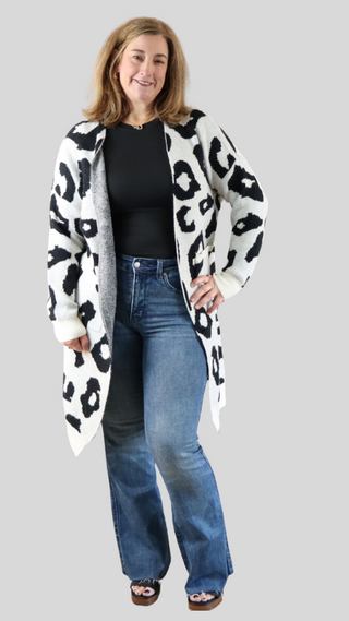 BiBi Leopard Open Front Cardigan