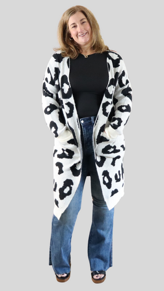 BiBi Leopard Open Front Cardigan