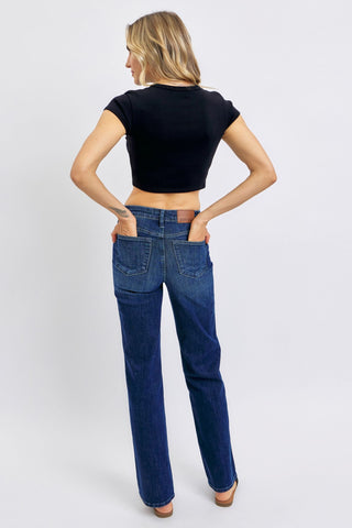 Judy Blue Mid-Rise Tummy Control Classic Straight Leg Jeans