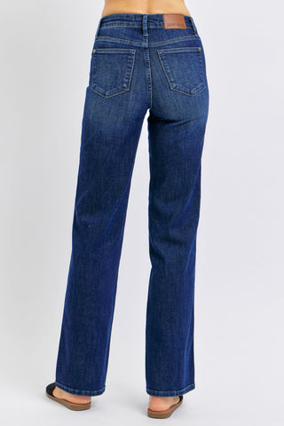 Judy Blue Mid-Rise Tummy Control Classic Straight Leg Jeans