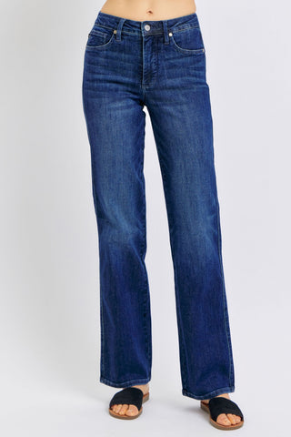 Judy Blue Mid-Rise Tummy Control Classic Straight Leg Jeans