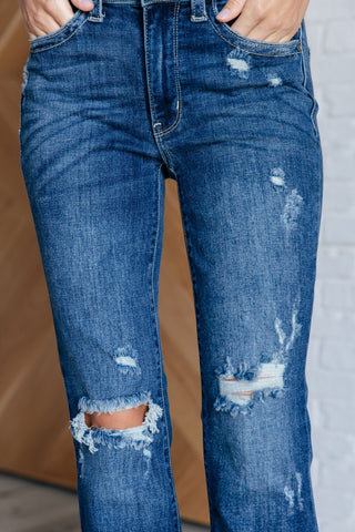 Mila Mid Rise Distressed Bootcut Jeans