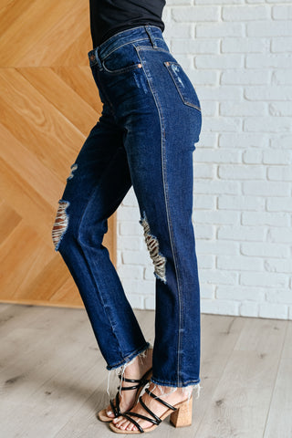 High Rise Magic Distressed Straight Jeans