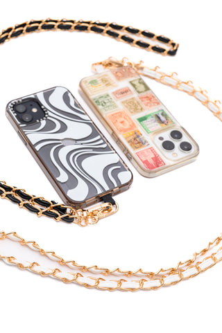 PU Leather Gold Chain Cell Phone Lanyard Set of 2