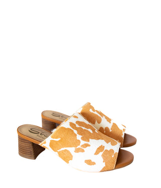 Richwood Peeptoe Tan and White Cowhide Slide