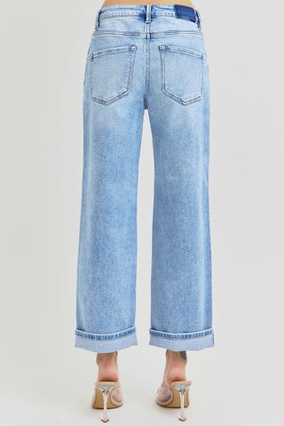 RISEN Ankle Wide Leg Cuffed Jeans