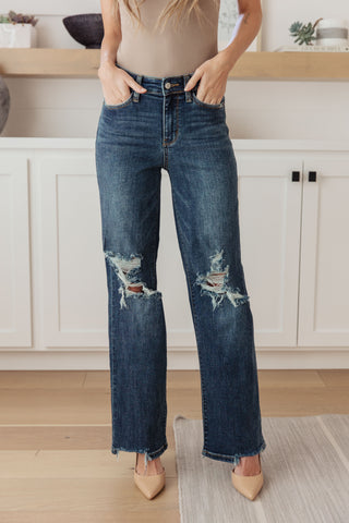 Rose High Rise 90's Straight Jeans in Dark Wash