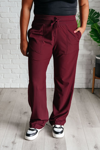 Drawstring Joggers in Red Merlot