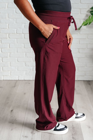 Drawstring Joggers in Red Merlot