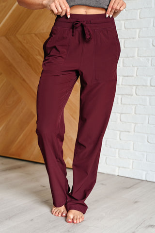 Drawstring Joggers in Red Merlot