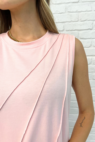 Pleat Detail Sleeveless Top in Pink