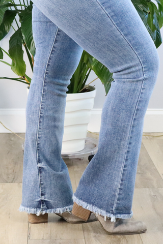 Judy Blue Raw Hem High Rise Bootcut Jeans