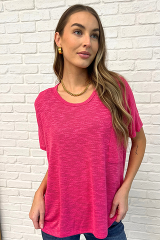 Dolman Sleeve Top in Hot Pink