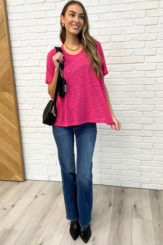 Dolman Sleeve Top in Hot Pink