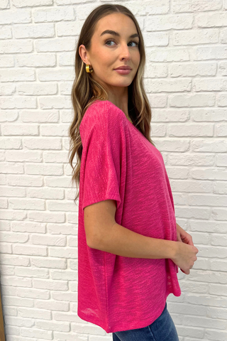 Dolman Sleeve Top in Hot Pink