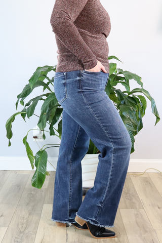 Judy Blue Raw Hem Mid Rise Jeans