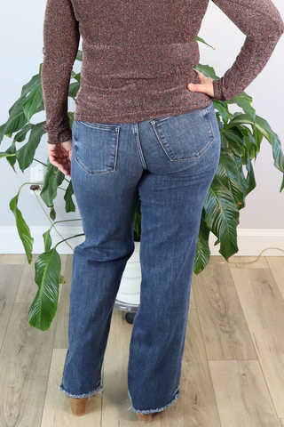 Judy Blue Raw Hem Mid Rise Jeans