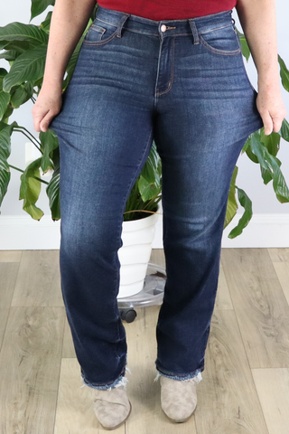 Judy Blue Raw Hem Straight Leg Jeans